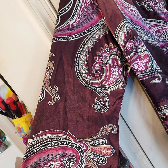 Lane Bryant Brown and Pink Paisley Silk Wrap Blouse in Size 22/24W - Picture 4 of 11